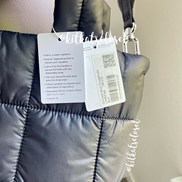 🆕 5L BLACK- NWT lululemon quilted grid crossbody bag with BLACK glossy emblem - Picture 5 of 14